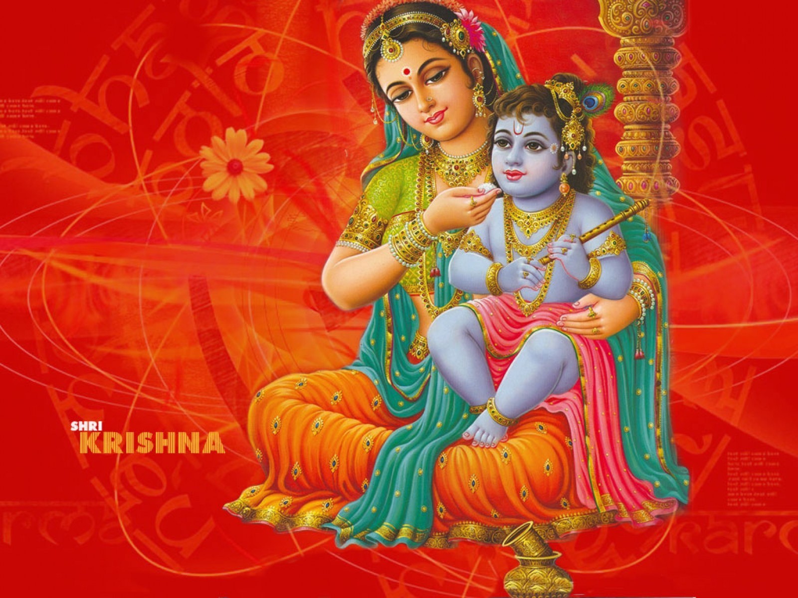 Shri Krishna With Maa - HD Wallpaper 