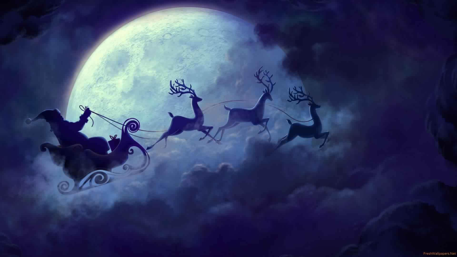 Best Santa Wallpaper Santas Sleigh And His Reindeer - Santa Claus Reindeer - HD Wallpaper 