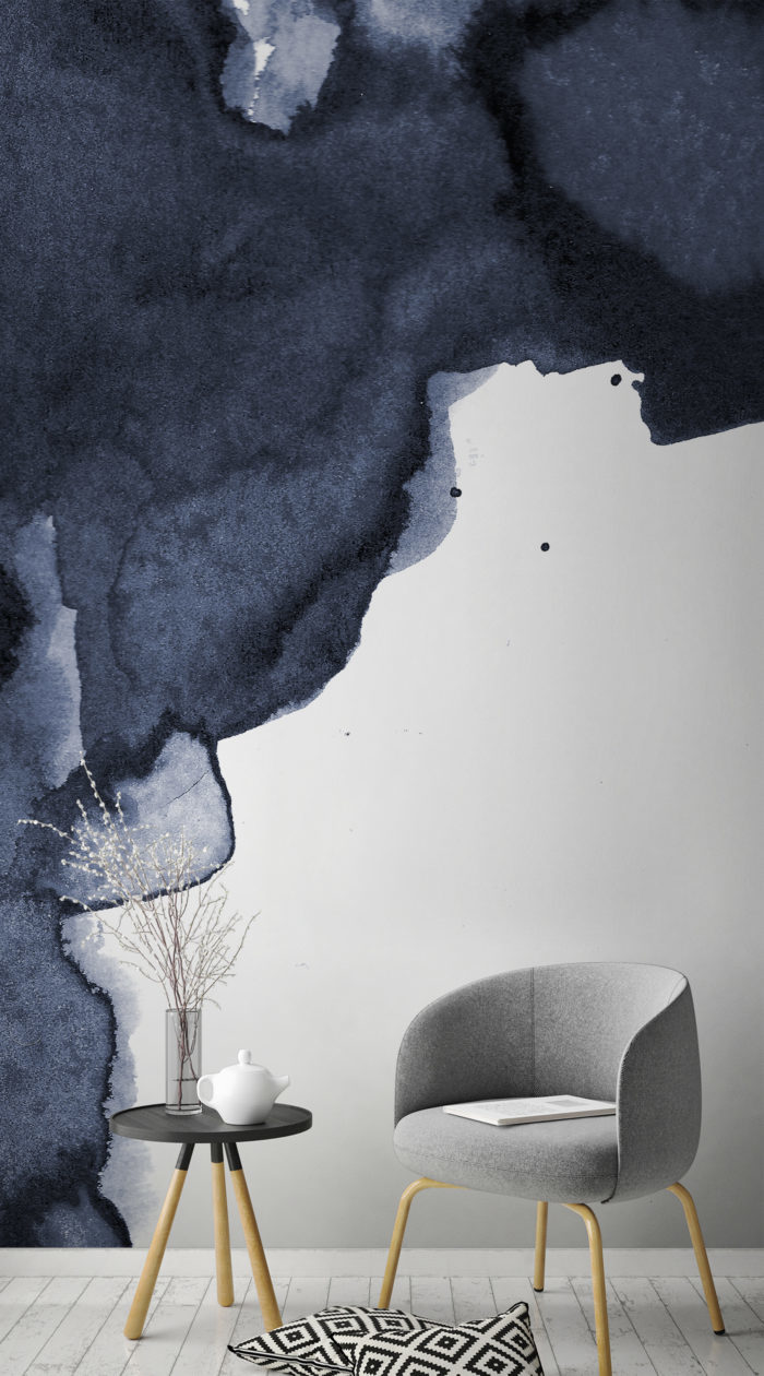 Navy Watercolor Wallpaper Blue Smoke - HD Wallpaper 