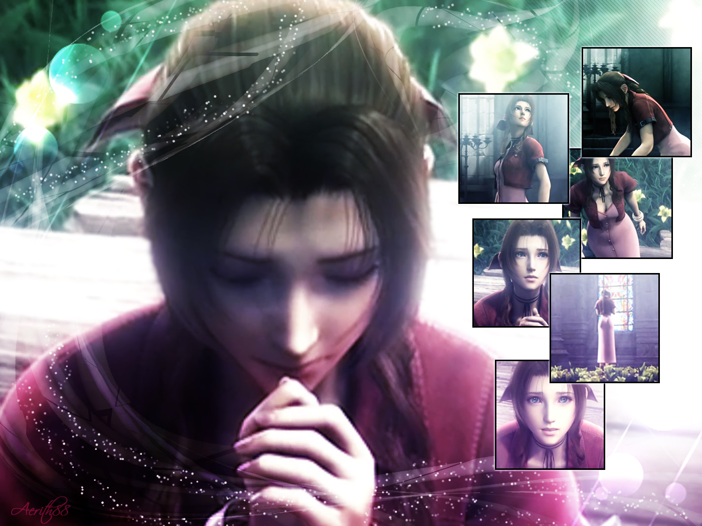 Aerith Prays - Final Fantasy Aerith Pray - HD Wallpaper 
