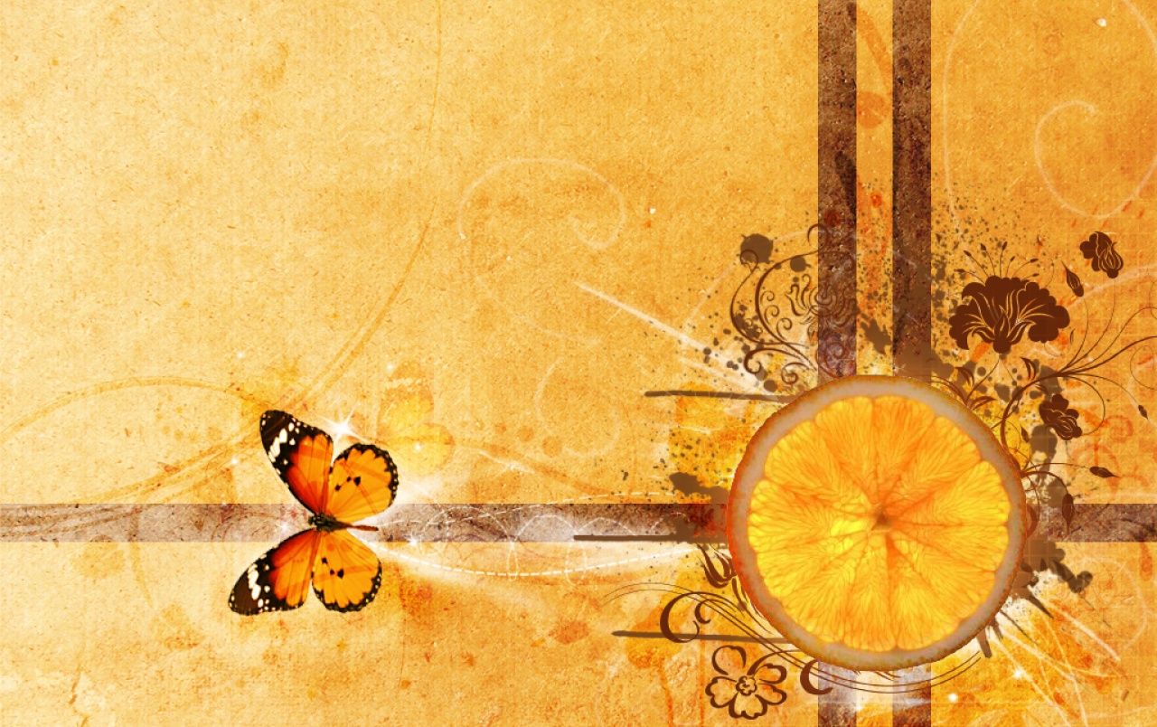 Orange And Butterfly Wallpapers - Emdi Arts Wallpaper Hd - HD Wallpaper 