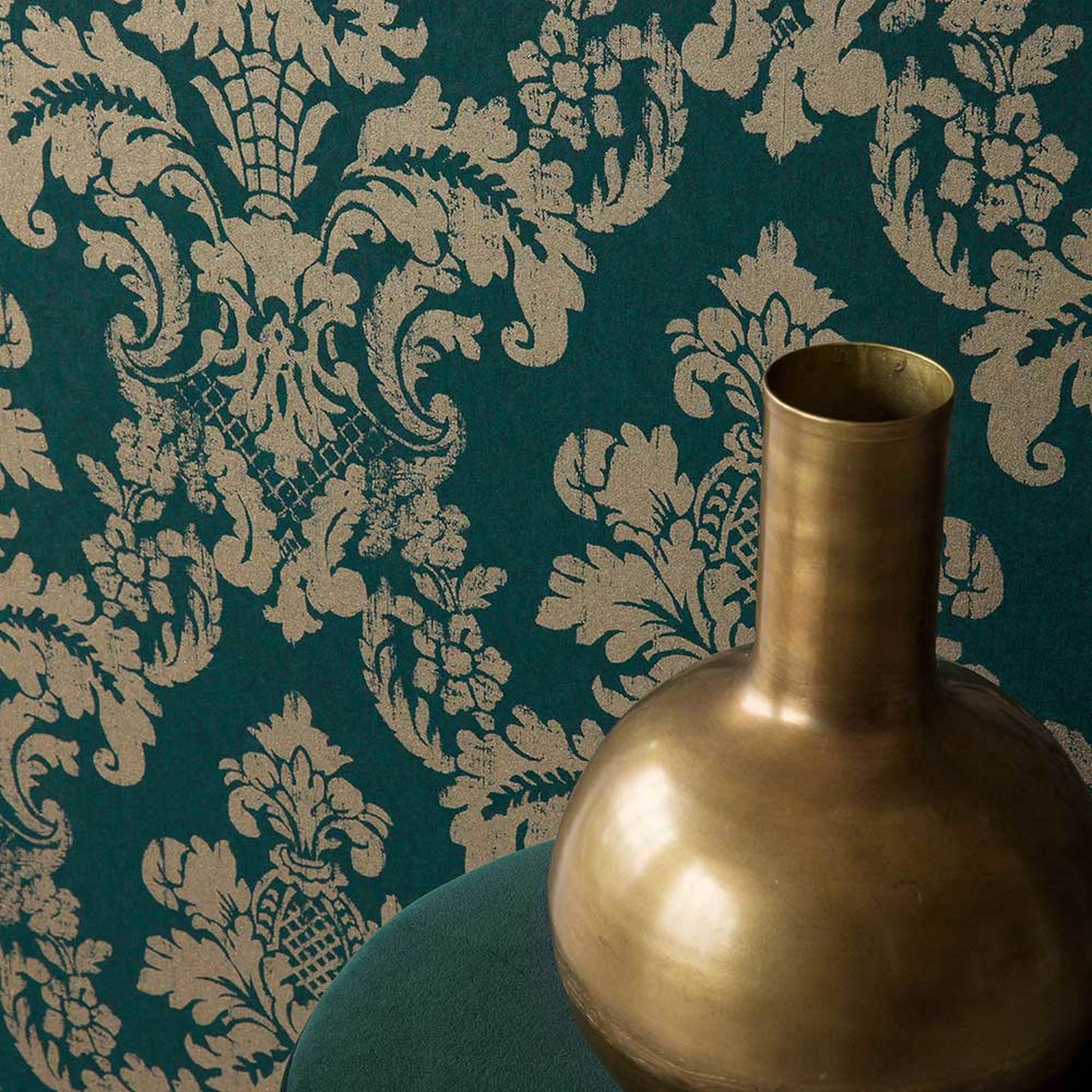 Damask Green And Gold - HD Wallpaper 