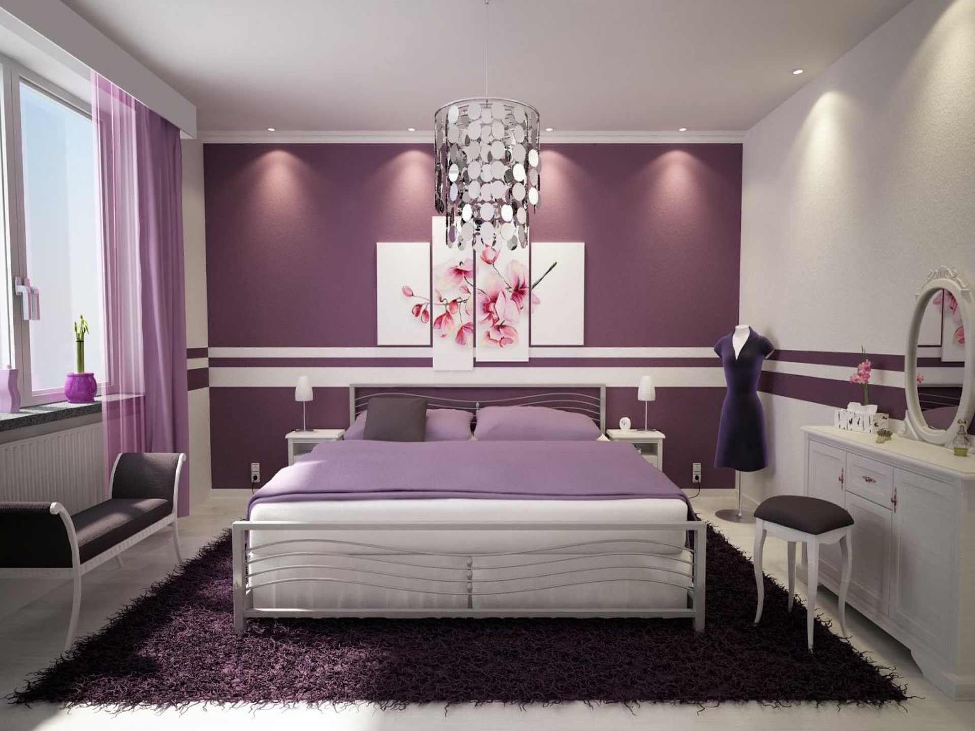 White And Purple Room Ideas - HD Wallpaper 