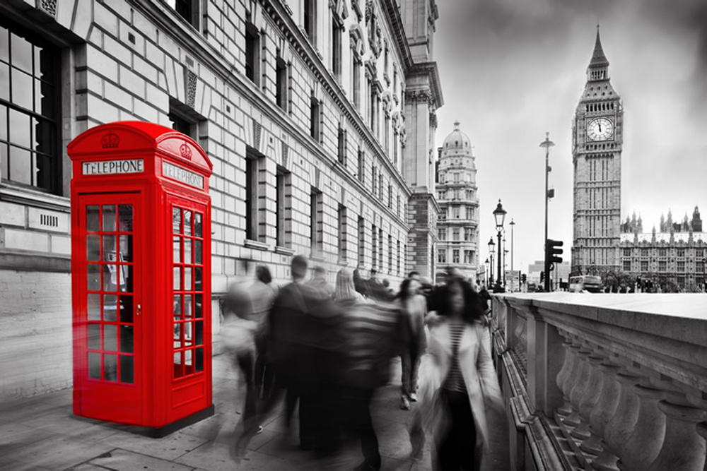 London Black And White Telephone Booth - HD Wallpaper 