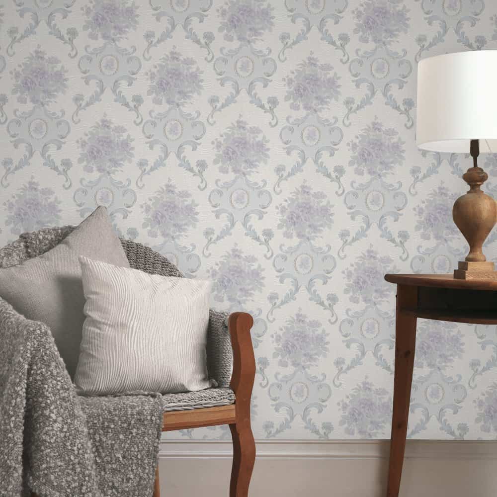 Embossed Textured Damask Wallpaper - Spare Bedroom - HD Wallpaper 