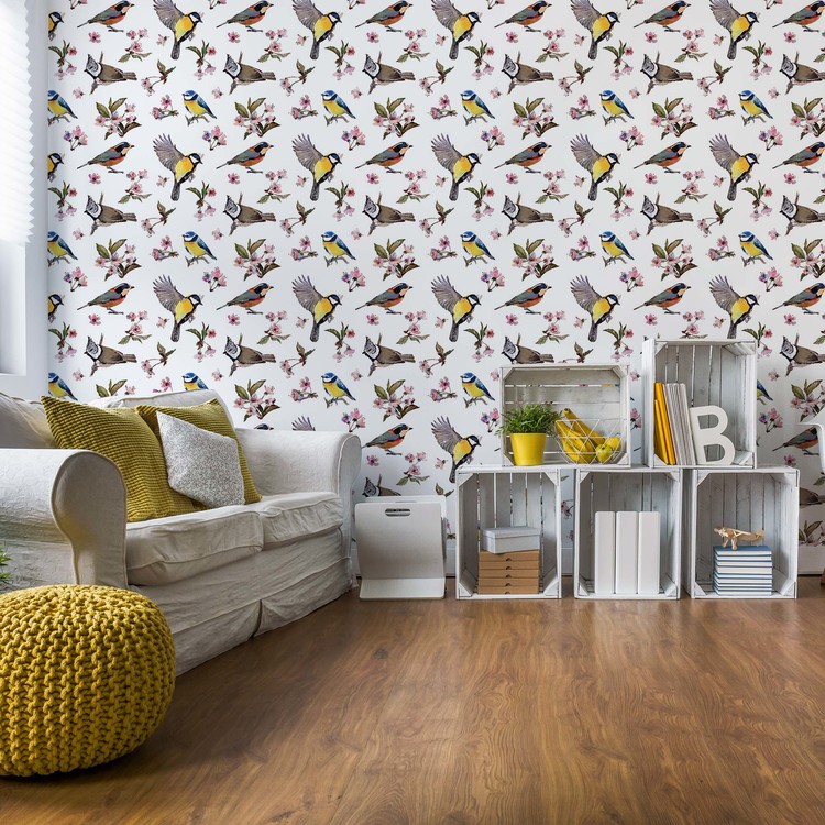 Vintage Bird Pattern Wallpaper Mural - Hole In Brick Wall 3d - HD Wallpaper 
