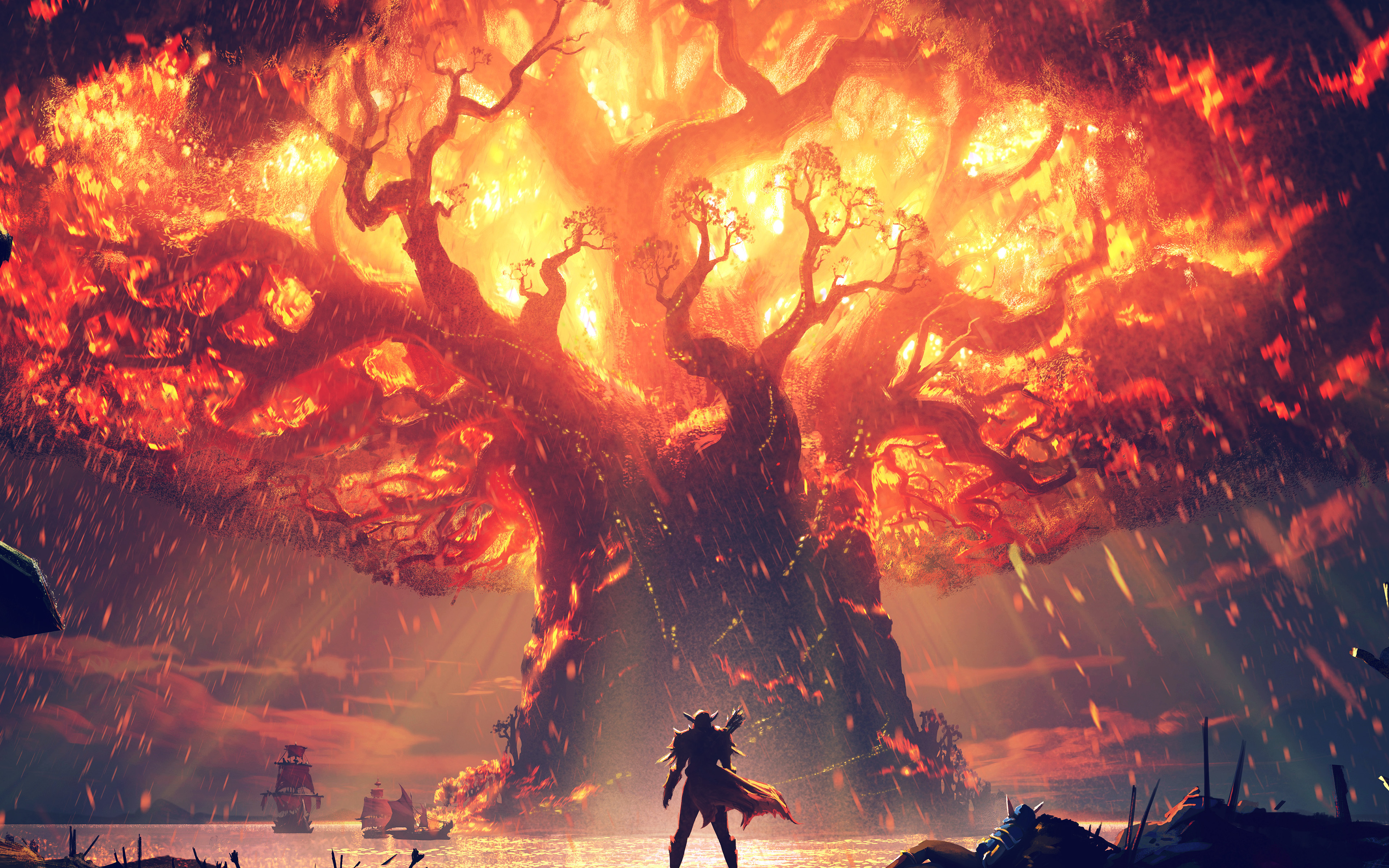 Sylvanas Burning World Tree - HD Wallpaper 