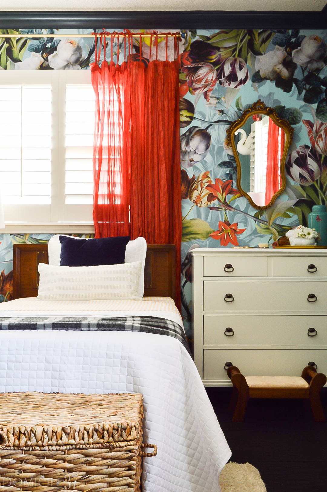 Next Wallpaper And Matching Curtains - Shared Girls Room Boho - HD Wallpaper 