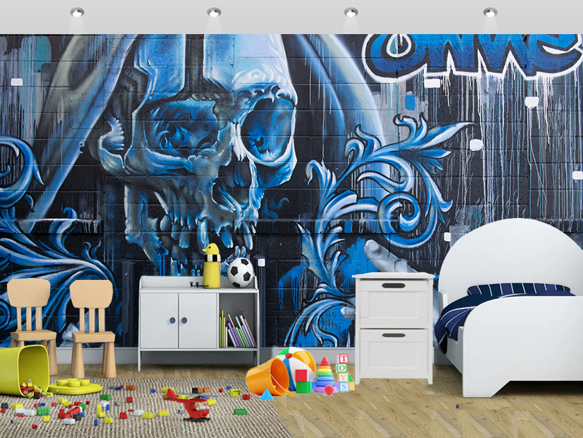 Skull Graffiti Colourful Wall Mural Kids - Office Wallpaper Design School - HD Wallpaper 