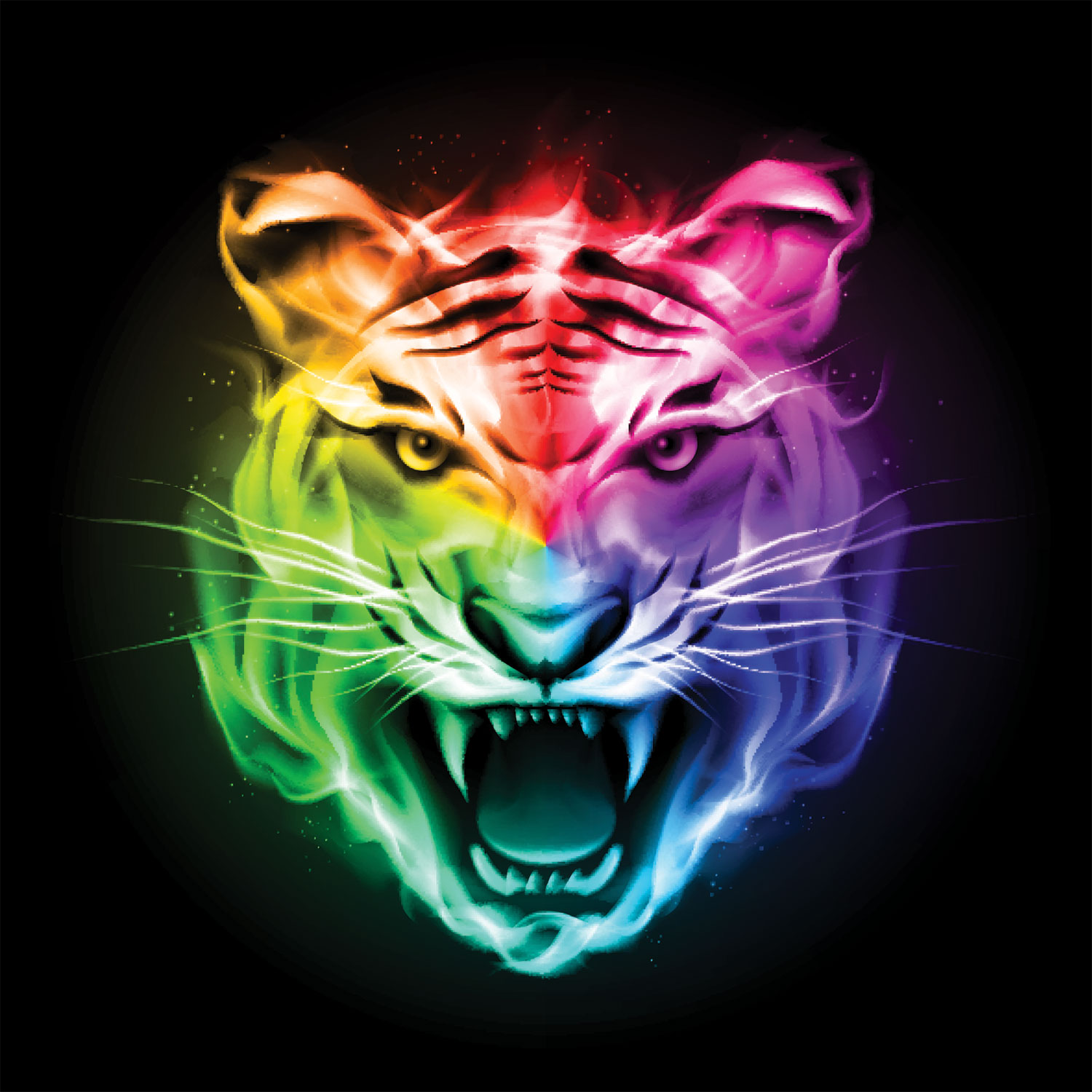 Coloured Tiger Face - Colorful Tiger - HD Wallpaper 