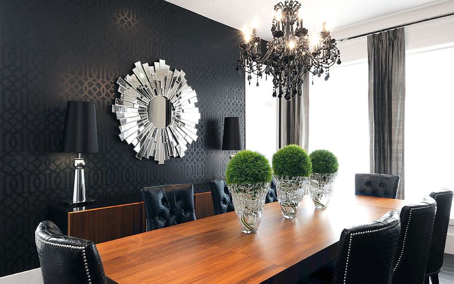 Black Wallpaper Is For Those Who Have A Flair For The - Modern Wallpaper Dining Room - HD Wallpaper 