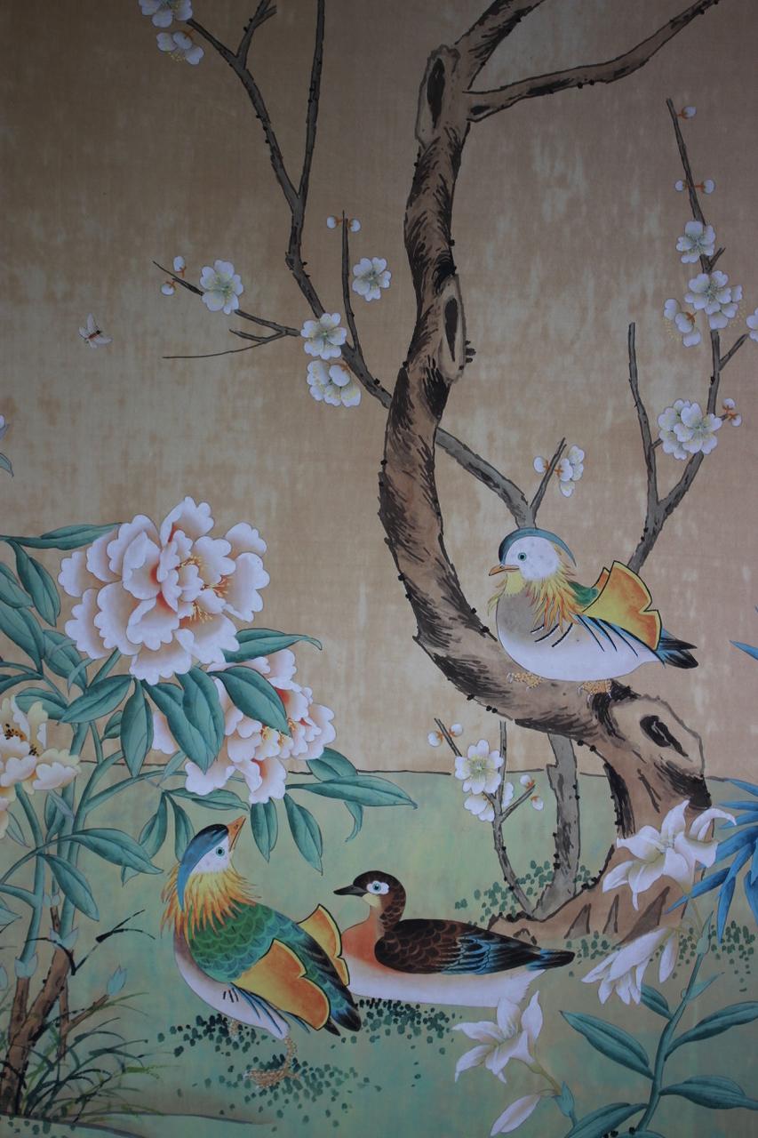 Set Of Three Hand Painted Chinoiserie Panelsby De Gournay - Antique Hand Painted Chinoiserie - HD Wallpaper 