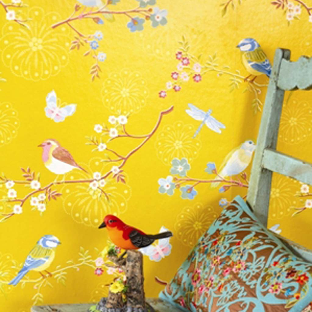 Ieby-pip Early Bird - Yellow Wallpaper With Birds - HD Wallpaper 