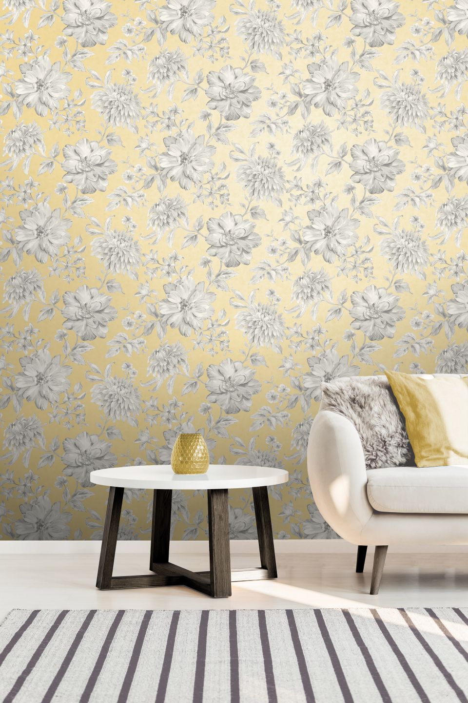 Living Room Yellow And Grey - HD Wallpaper 