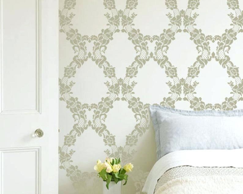 Floral Trellis Wallpaper Wall Stencil Paint Large Vinatge - Wallpaper - HD Wallpaper 