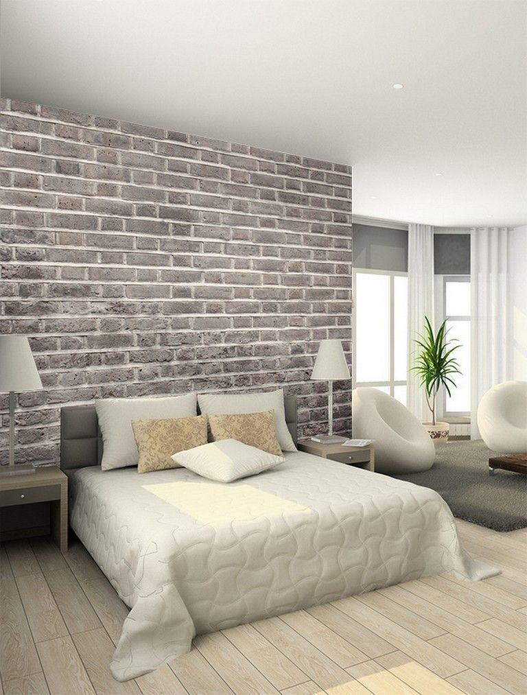 Grey Brick Wallpaper Bedroom Ideas - HD Wallpaper 