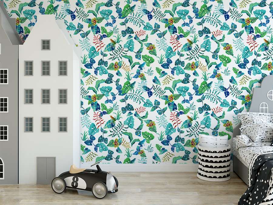 Frog And Leaf Wallpaper Mural Colourful Pattern On - Frog Wallpaper For Walls - HD Wallpaper 