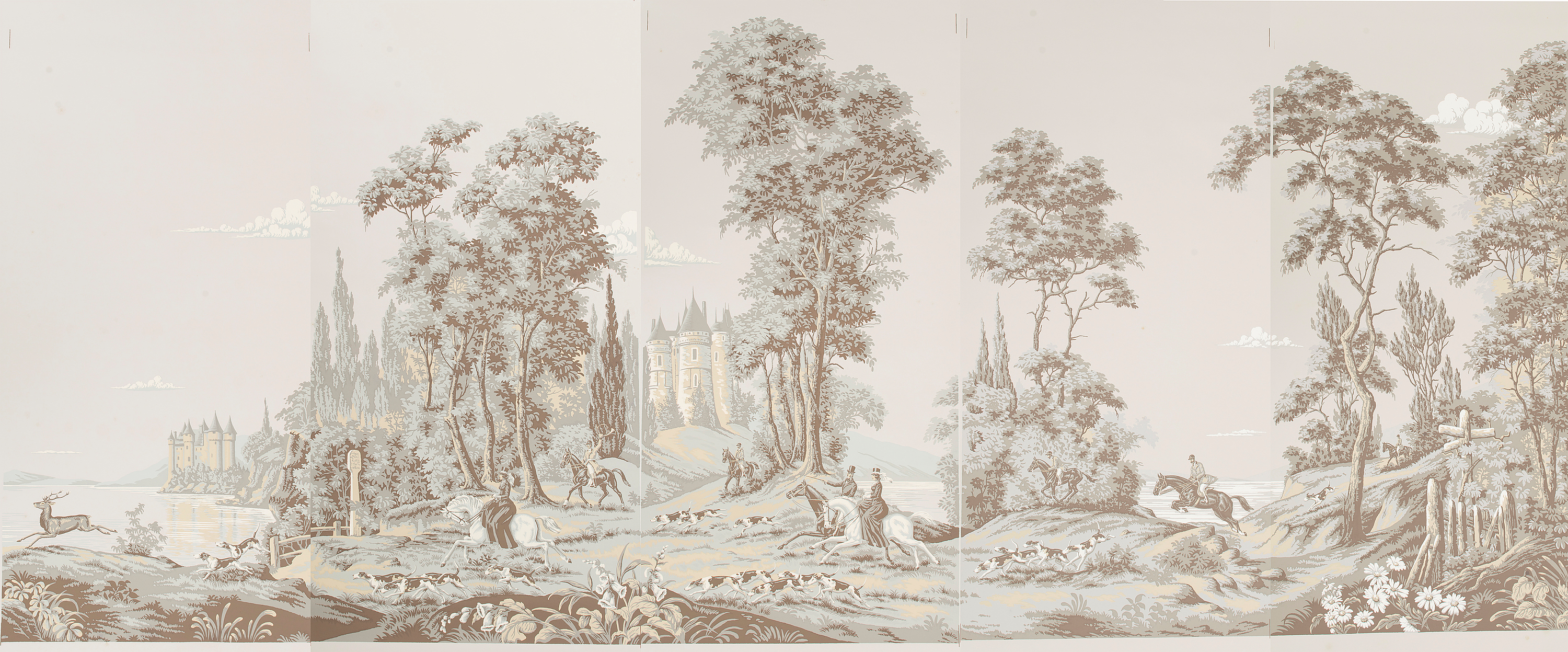 French Hand-printed Papier Peint Wallpaper, Five Rolls - Tree - HD Wallpaper 