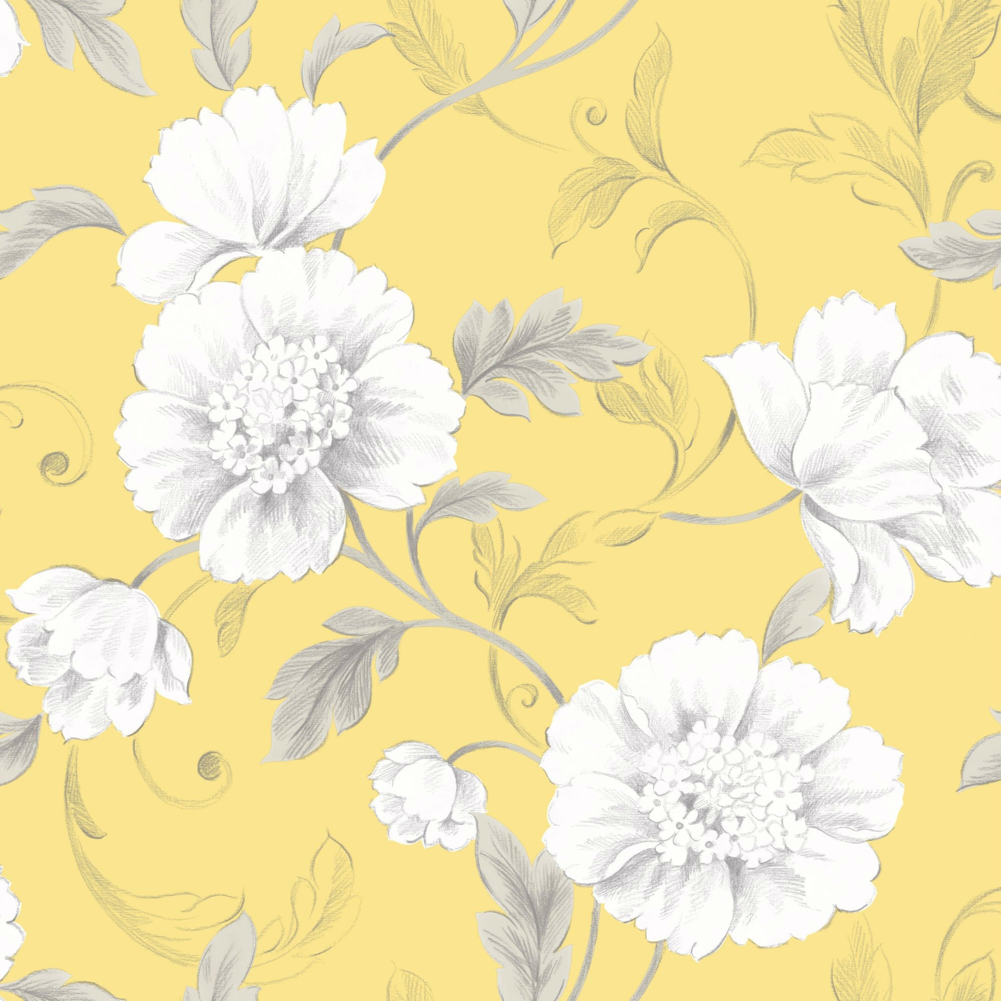 Floral Wallpaper Yellow - HD Wallpaper 