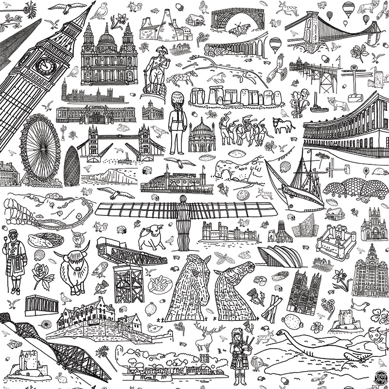 Eggnogg Colour In Wallpaper Wp14 B - British Landmarks To Colour - HD Wallpaper 