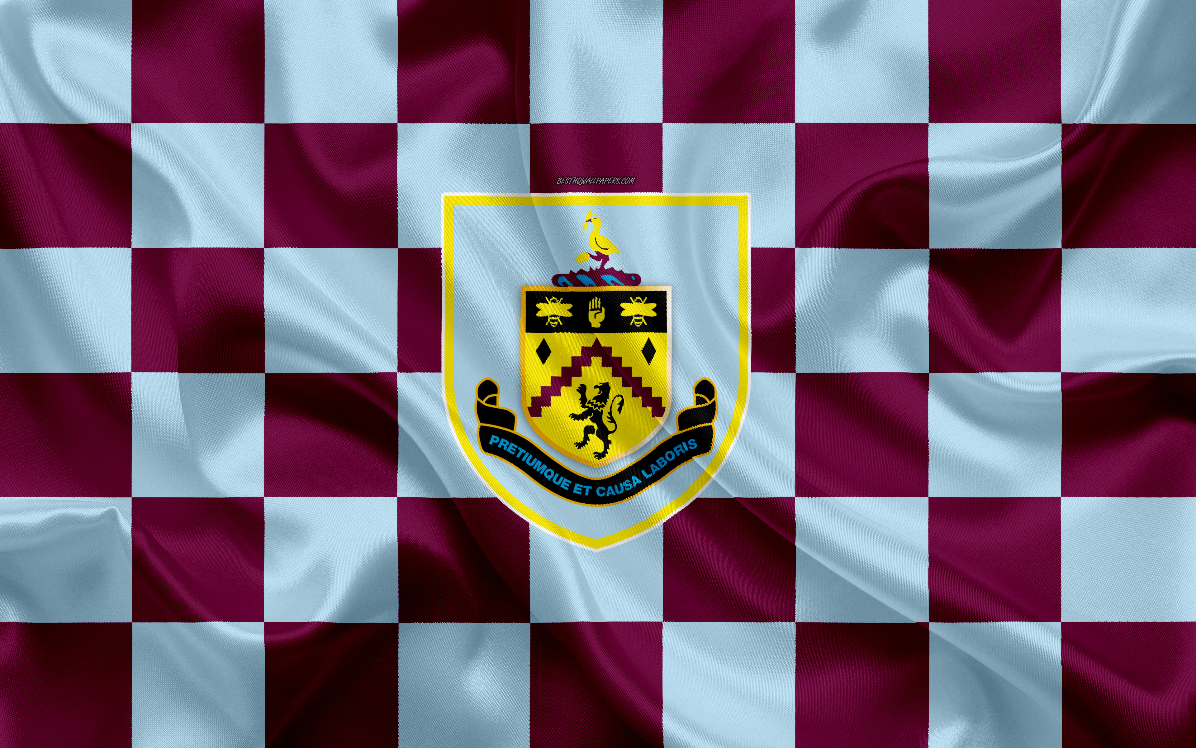 Burnley Fc, 4k, Logo, Creative Art, Blue Burgundy Checkered - Manchester United Fc Flag - HD Wallpaper 