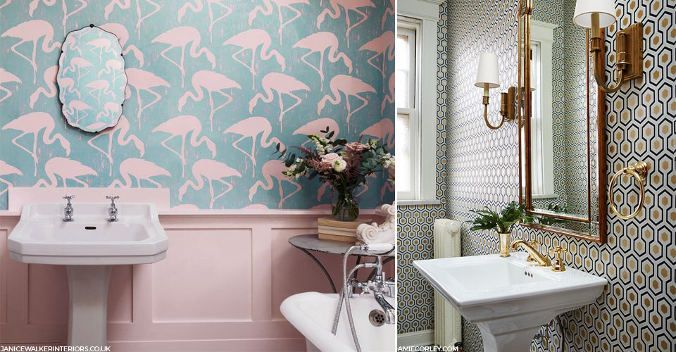 Elegant Wallpaper Bathroom Statement For A Bold Sheerluxecom - Banyo Için Duvar Kağıdı - HD Wallpaper 