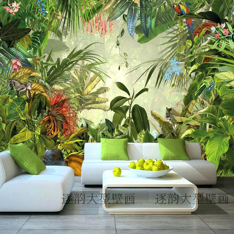 Tropical Wallpaper Uk - Tropical Plants Living Room - HD Wallpaper 