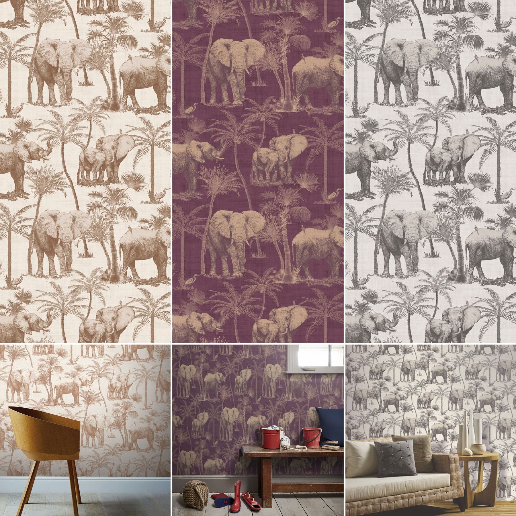 Arthouse Elephant Grove Charcoal - HD Wallpaper 