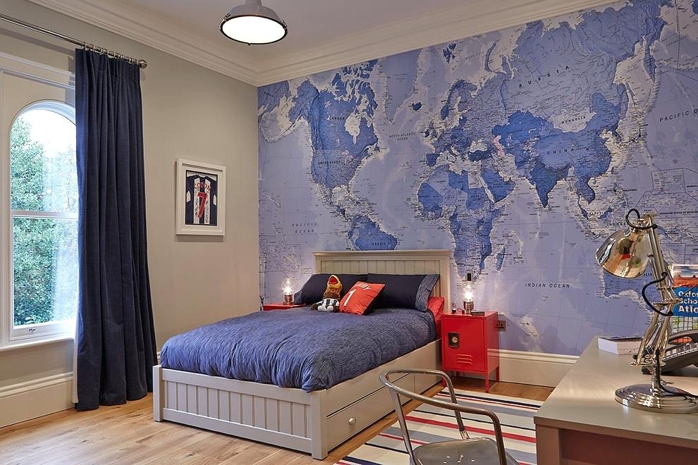 Boys World Map Bedroom - HD Wallpaper 