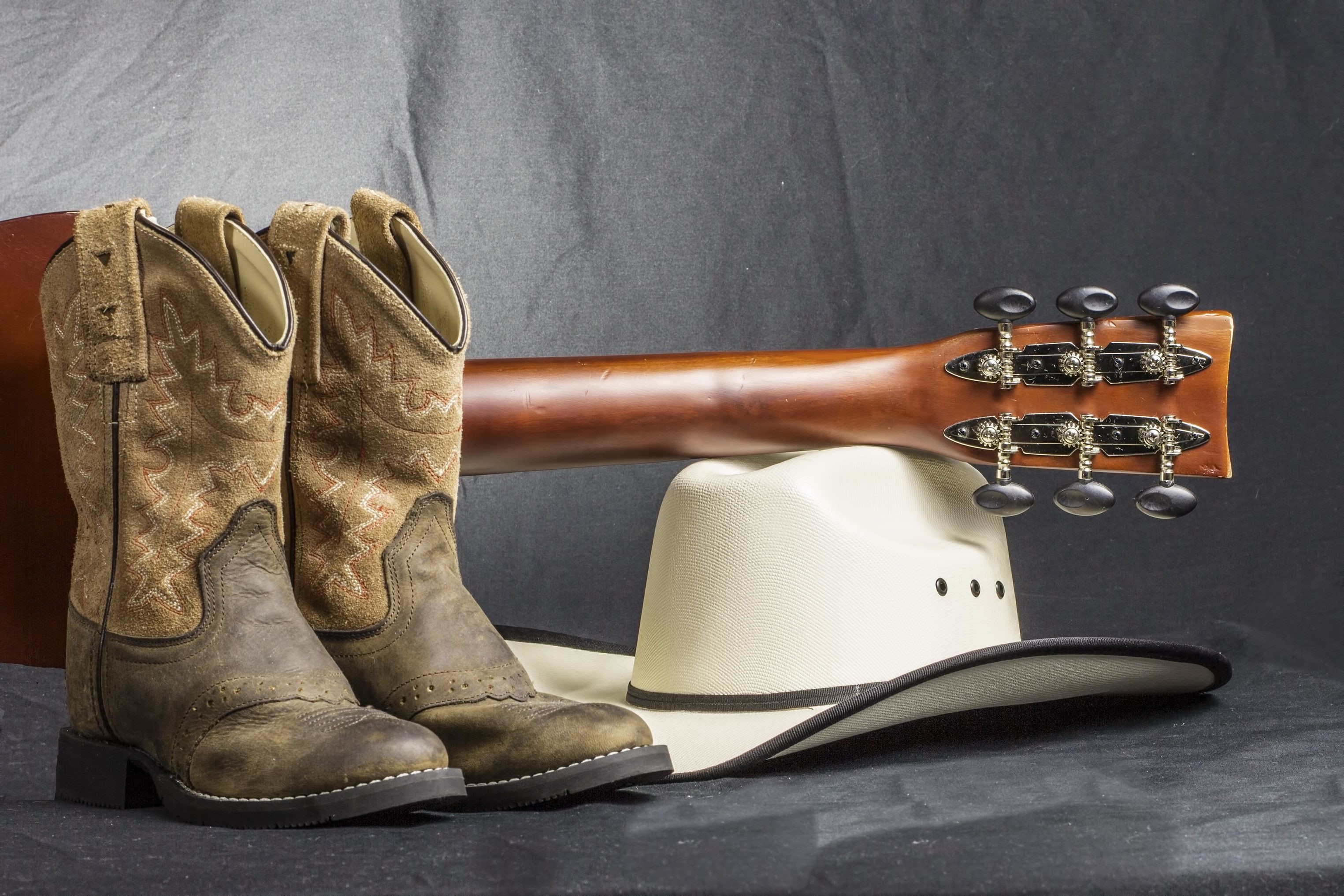 3050x2034, Country Boots Wallpaper 
 Data Id 144732 - Cowboy Hat Boots And Guitar - HD Wallpaper 