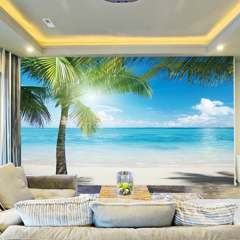 Coconut Tree At Beach - HD Wallpaper 