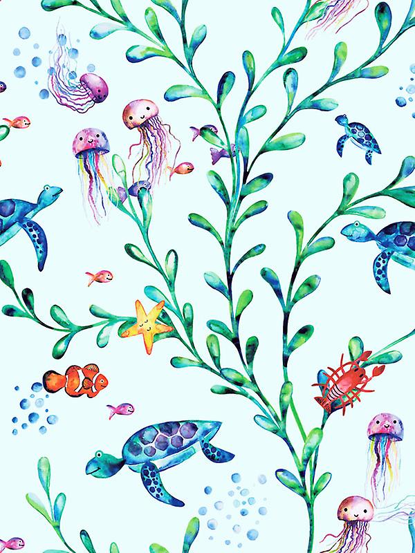 Over The Rainbow Under The Sea Wallpaper Light Teal - Wallpaper - HD Wallpaper 
