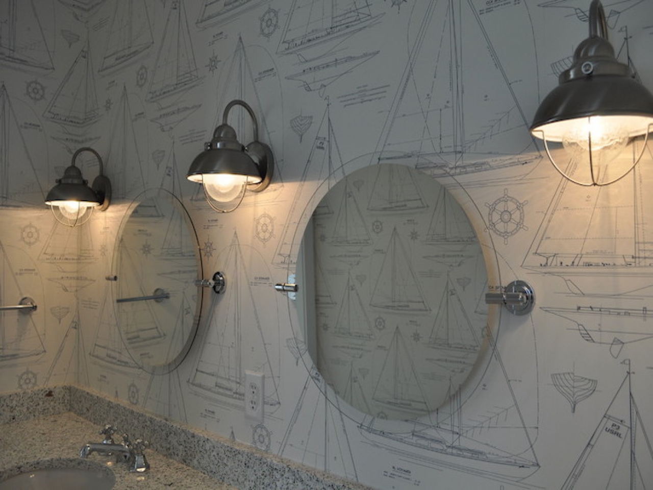 Nautical Bathroom Design Ideas Features Wallpaper Ralph - Ralph Lauren Wallpaper Idea - HD Wallpaper 