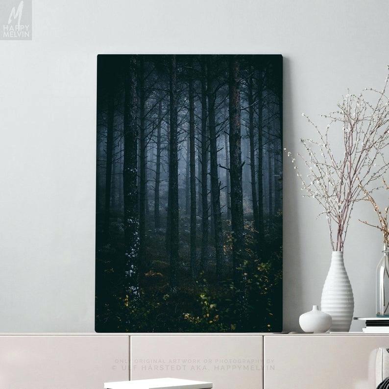 Dark Forest Canvas Art Large Woods Wall Art And Nature - Abstract Mountain Canvas Art - HD Wallpaper 