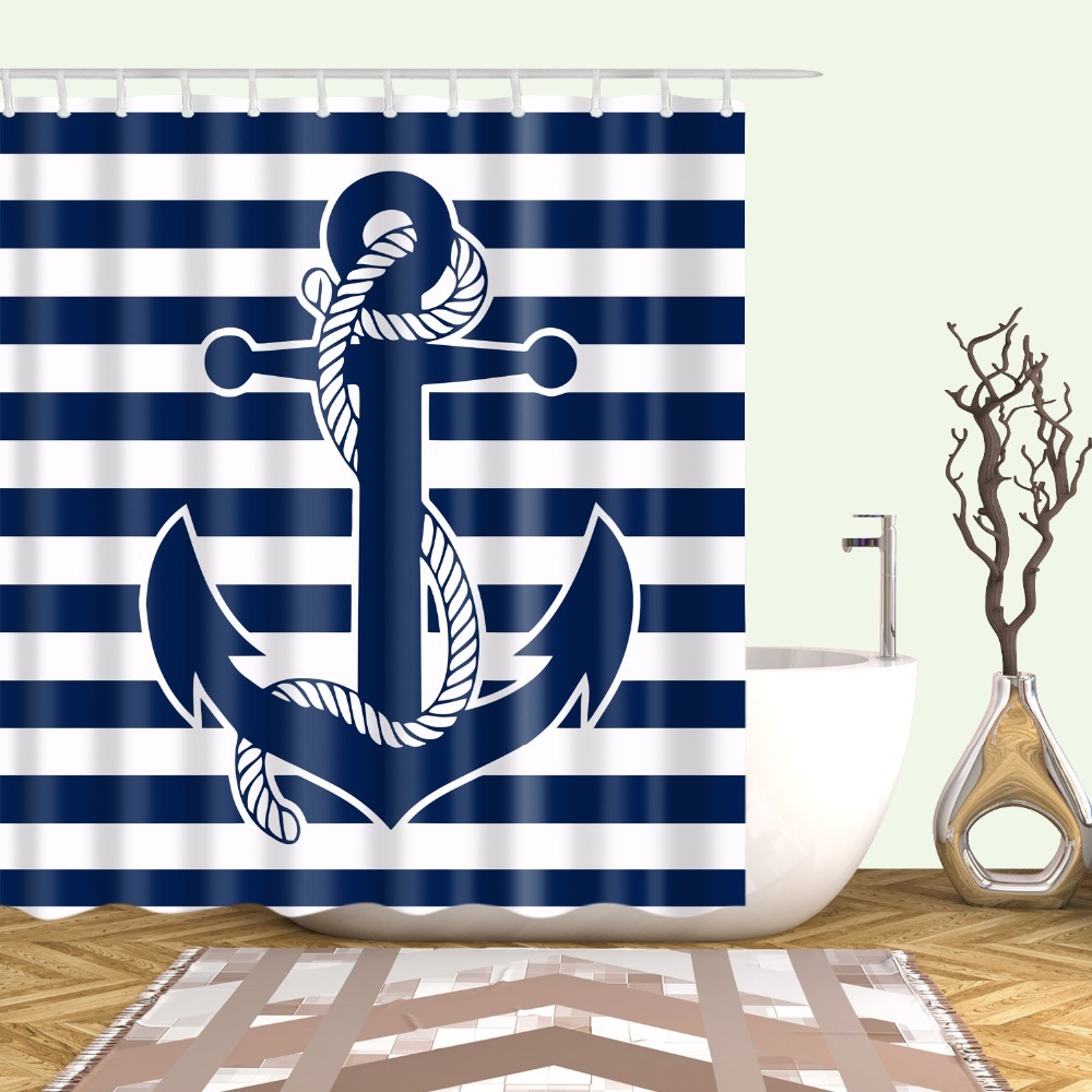 Anchor Design Shower Curtain - HD Wallpaper 