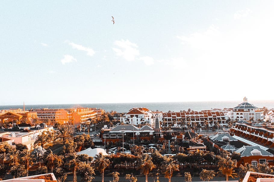 Spain, Playa De Las Américas, Tenerife, Beach, Home, - Parking Lot - HD Wallpaper 