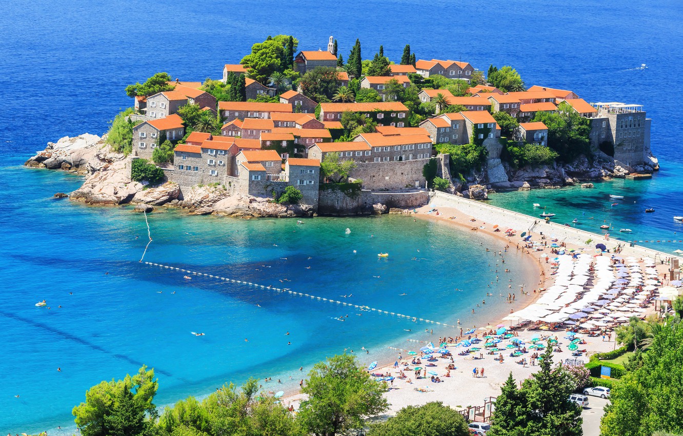 Photo Wallpaper Home, Beach, The City, Coast, Montenegro, - Sveti Stefan - HD Wallpaper 