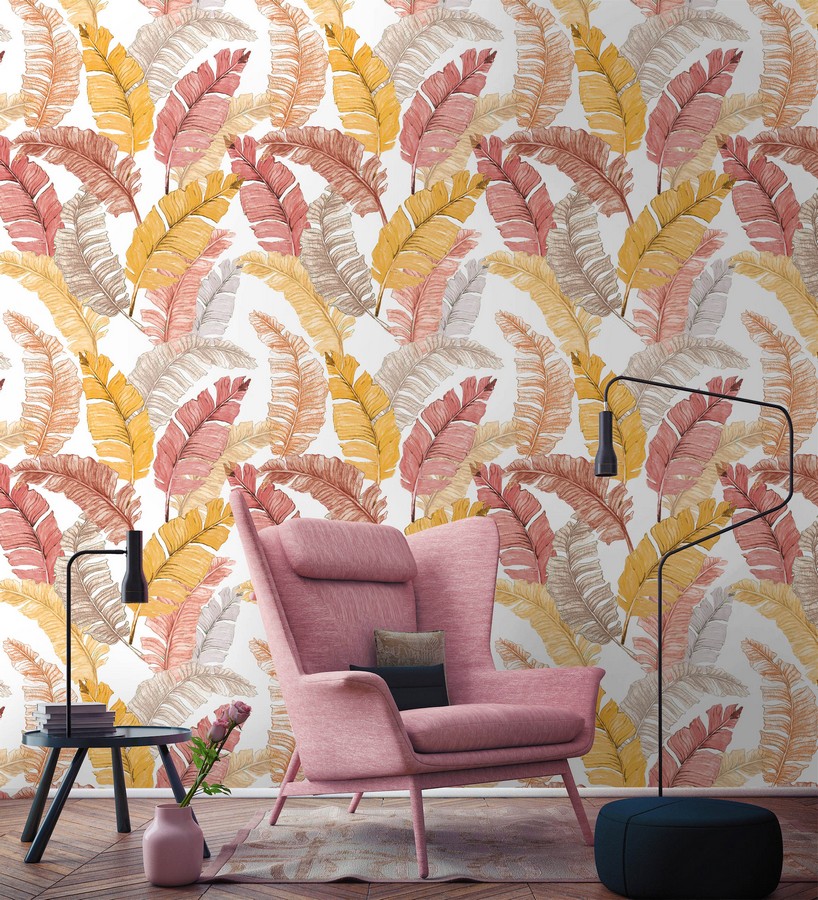 Tropical Banana Leaves - Szürke Mályva Nappali Tapéta - HD Wallpaper 