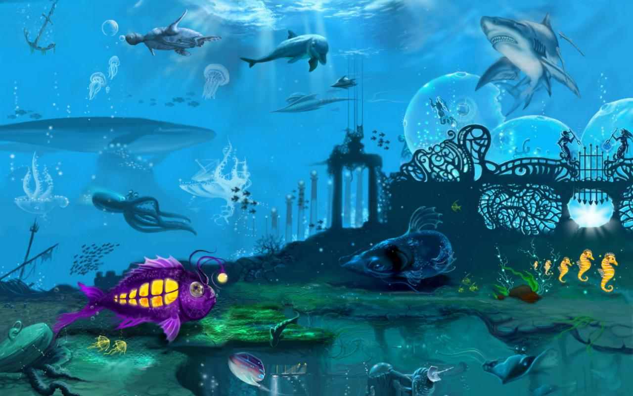 Underwater Fantasy Sea Background - HD Wallpaper 