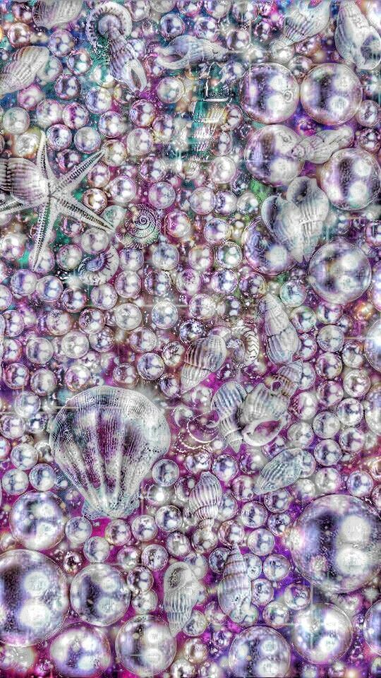 Seashells-bright Colors Green Blues And Purple Wallpaper - Motif - HD Wallpaper 