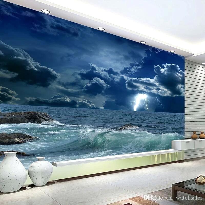 Wave Wallpaper For Bedroom Ocean Wave Wallpaper Bedroom - Natural Beach Wall Wallpaper Custom Sunset - HD Wallpaper 