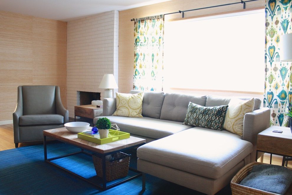 Ocean Wallpaper Living Room Contemporary With Crate - Living Room - HD Wallpaper 