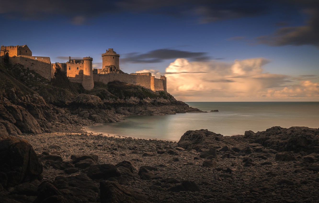 Photo Wallpaper Wall, Tower, Sky, Sea, Landscape, Coast, - Fort La Latte - HD Wallpaper 
