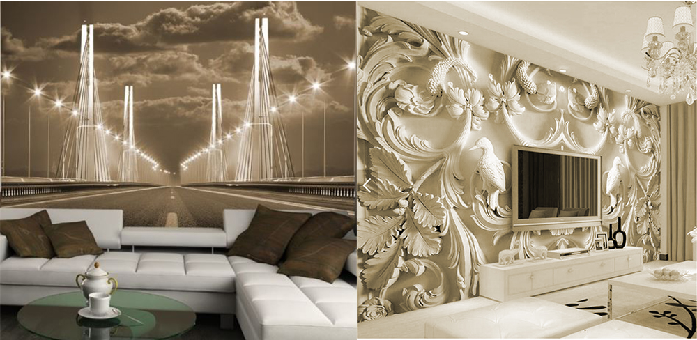 Beige Room Photo Wallpapers Ideas In Modern Interior - Mural Wallpapers For Sitting Room - HD Wallpaper 