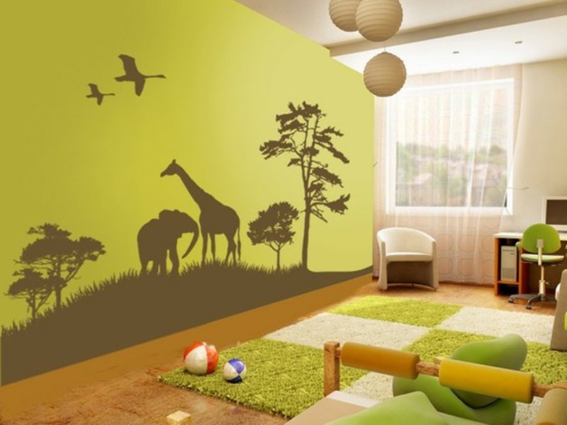 Jungle Theme Wall Painting - HD Wallpaper 