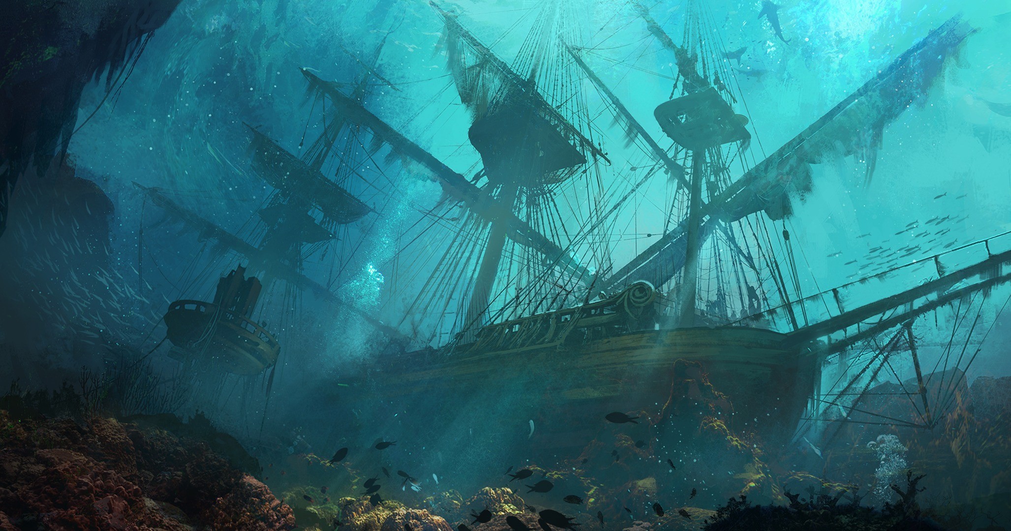 Sunken Pirate Ships - HD Wallpaper 