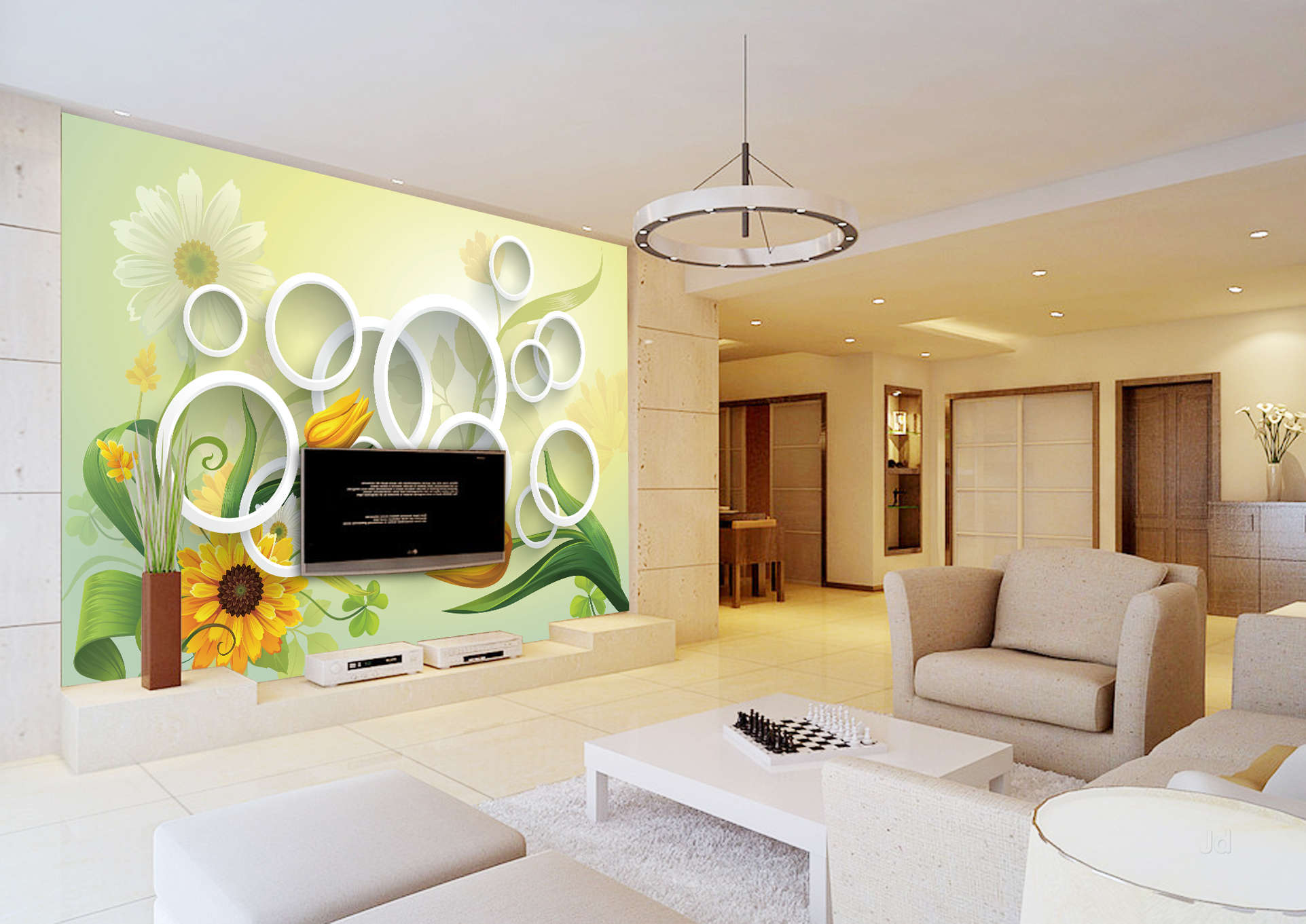 Tv Wall Tile Design - HD Wallpaper 