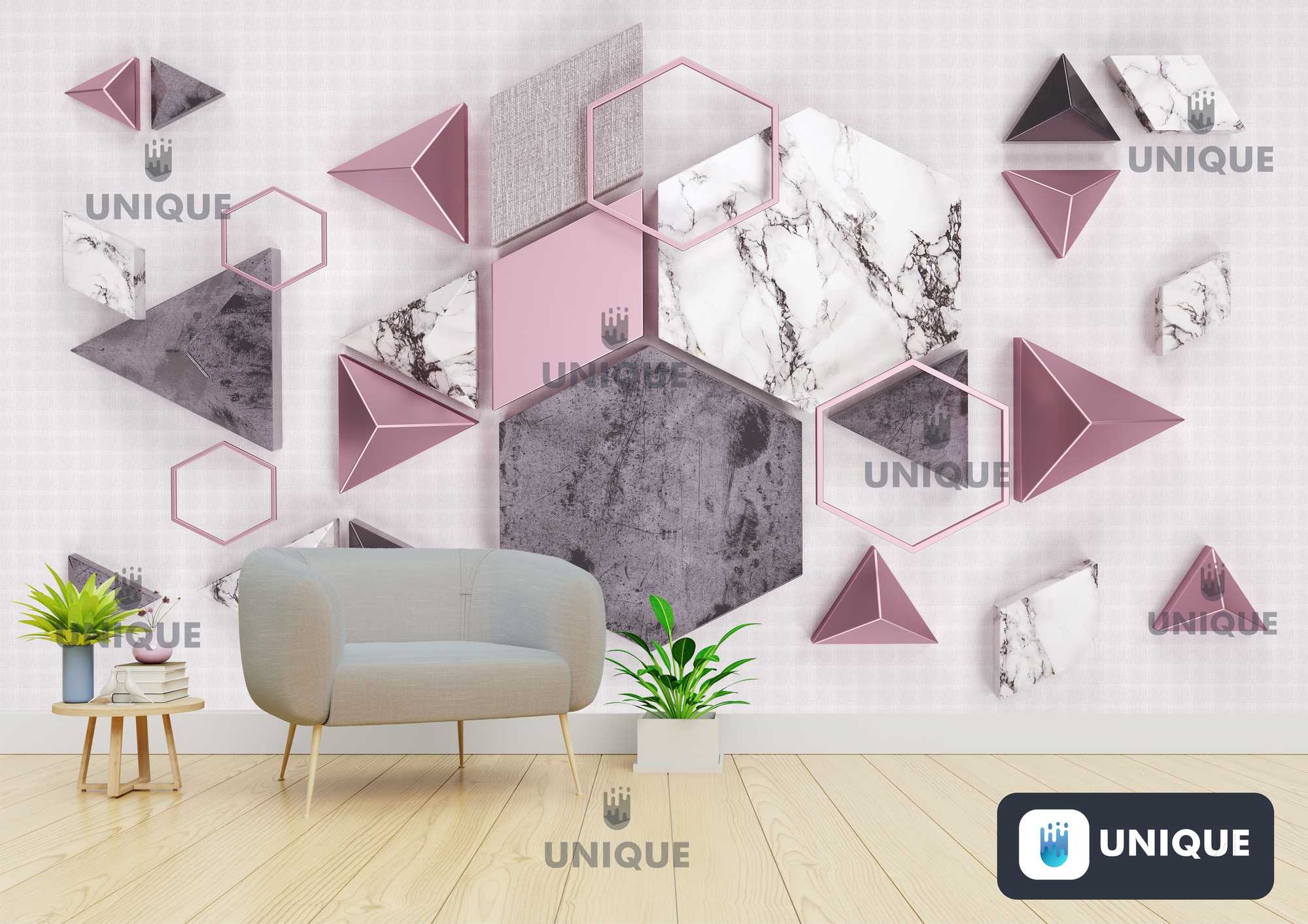 Geometric Pink Tone Triangle - HD Wallpaper 