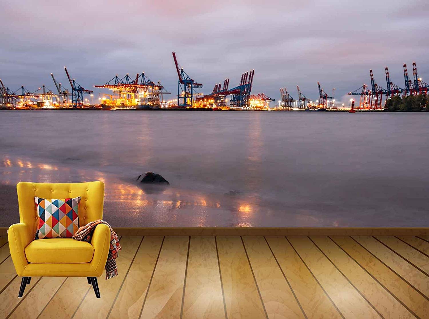 Avikalp Exclusive Awi7499 Elbe Hamburg Evening Lights - Sea Nature - HD Wallpaper 