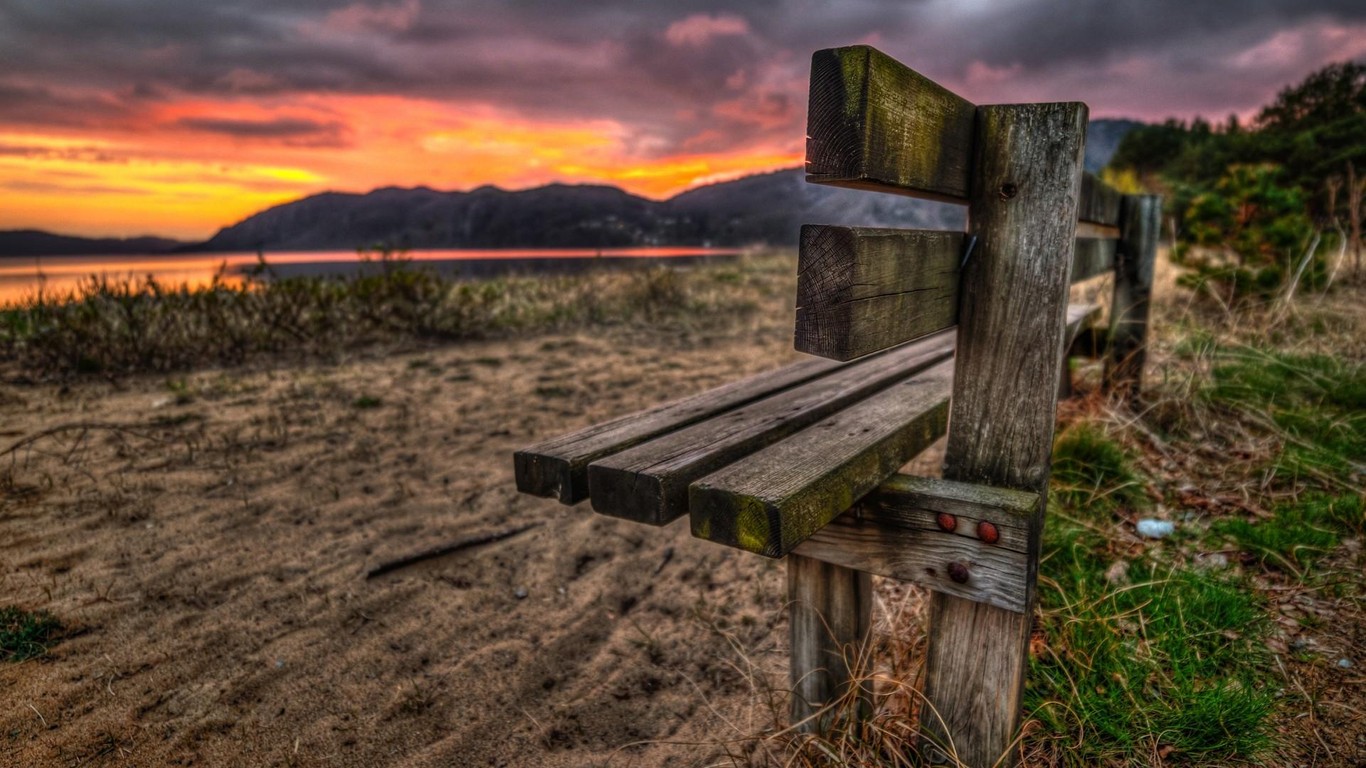 We Love Wall Paper Landscape Lonely Sad Scenery Wallpaper - Hdri Bench - HD Wallpaper 